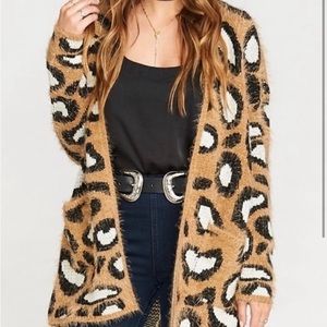 Show Me Your MuMu Golden Ears Cozi Cardi Cheetah print open sweater size…